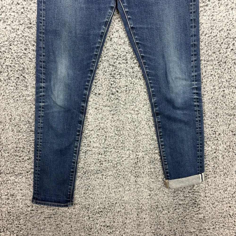 Uniqlo Selvedge Jeans Mens 31x32 Blue Dark Denim Slim Straight Faded Whiskers - Picture 4 of 15